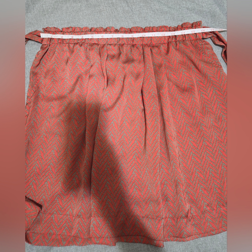 Banana Republic ​Rust Orange Chevron Tie Waist Skirt Gray Zig Zag Size 12 - Picture 6 of 11